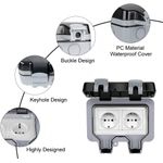 Casa si Gradina - Electrice - Prize - Priza dubla pentru exterior, montare la suprafata, rezistenta la intemperii si praf, Policarbonat, Gri/Alb - Infinity.ro