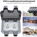 Casa si Gradina - Electrice - Prize - Priza dubla pentru exterior, montare la suprafata, rezistenta la intemperii si praf, Policarbonat, Gri/Alb - Infinity.ro