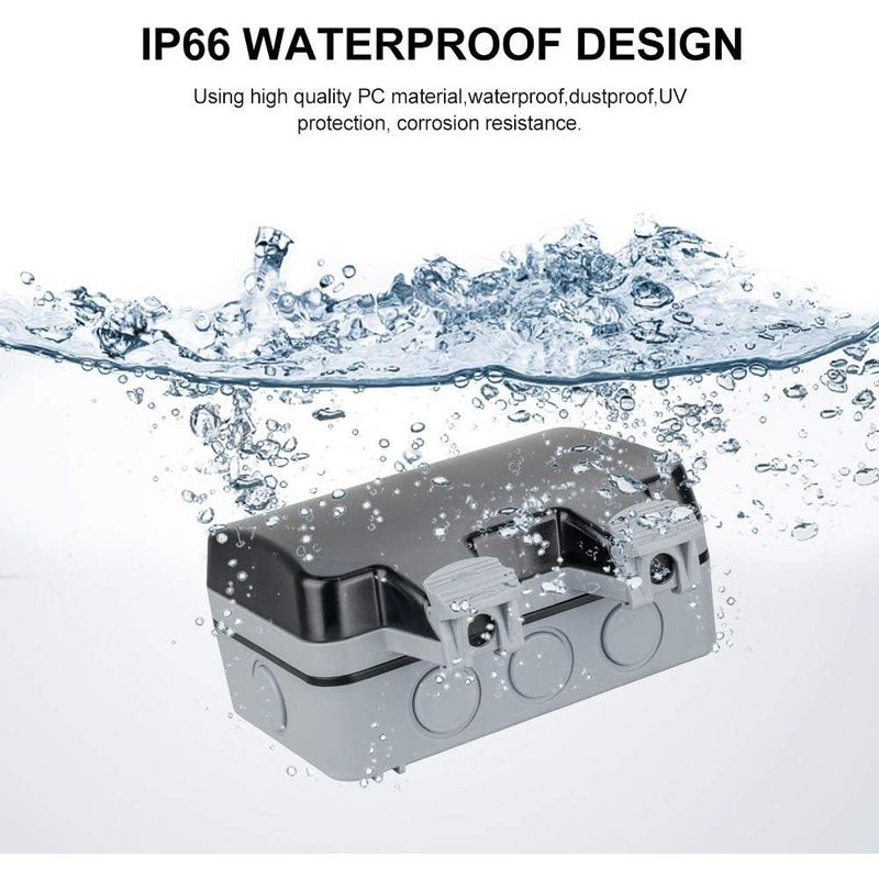 Casa si Gradina - Electrice - Prize - Priza dubla pentru exterior, montare la suprafata, rezistenta la intemperii si praf, Policarbonat, Gri/Alb - Infinity.ro