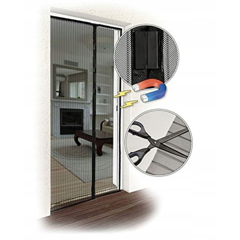 Casa si Gradina - Constructii - Ferestre si accesorii - Accesorii ferestre - Plasa anti-insecte, pentru usa, 100x220 cm, inchidere magnetica, negru - Infinity.ro