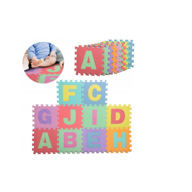 Jucarii, Copii si Bebe - Jucarii si jocuri - Jocuri si puzzle - Puzzle - Covor puzzle din spuma, 10 piese cu litere,29x29 cm Multicolor - Infinity.ro