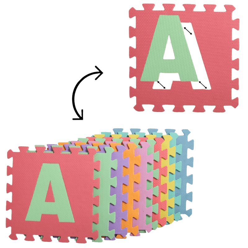 Jucarii, Copii si Bebe - Jucarii si jocuri - Jocuri si puzzle - Puzzle - Covor puzzle din spuma, 10 piese cu litere,29x29 cm Multicolor - Infinity.ro