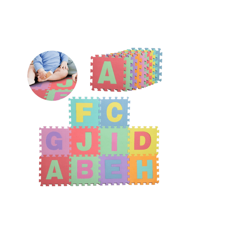 Jucarii, Copii si Bebe - Jucarii si jocuri - Jocuri si puzzle - Puzzle - Covor puzzle din spuma, 10 piese cu litere,29x29 cm Multicolor - Infinity.ro