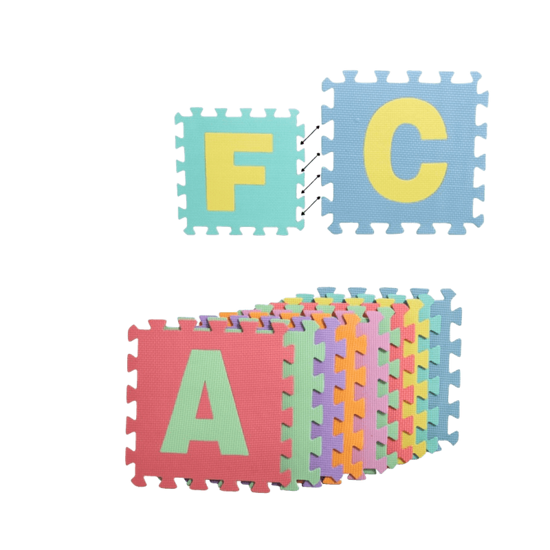 Jucarii, Copii si Bebe - Jucarii si jocuri - Jocuri si puzzle - Puzzle - Covor puzzle din spuma, 10 piese cu litere,29x29 cm Multicolor - Infinity.ro