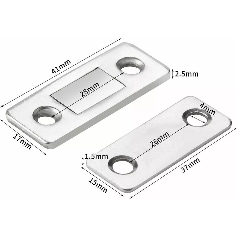 Casa si Gradina - Mobilier - Feronerie si accesorii mobila - Set de 8 inchizatoare magnetice, cu 32 suruburi, pentru usa, dulap, Argintiu - Infinity.ro