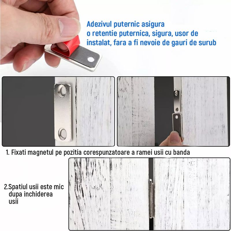 Casa si Gradina - Mobilier - Feronerie si accesorii mobila - Set de 8 inchizatoare magnetice, cu 32 suruburi, pentru usa, dulap, Argintiu - Infinity.ro