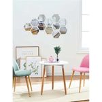 Casa si Gradina - Decoratiuni - Oglinzi - Set 12 stickere din acril auto-adezive, tip oglinda decorativa, 3D, 177x153x90mm, Argintiu - Infinity.ro