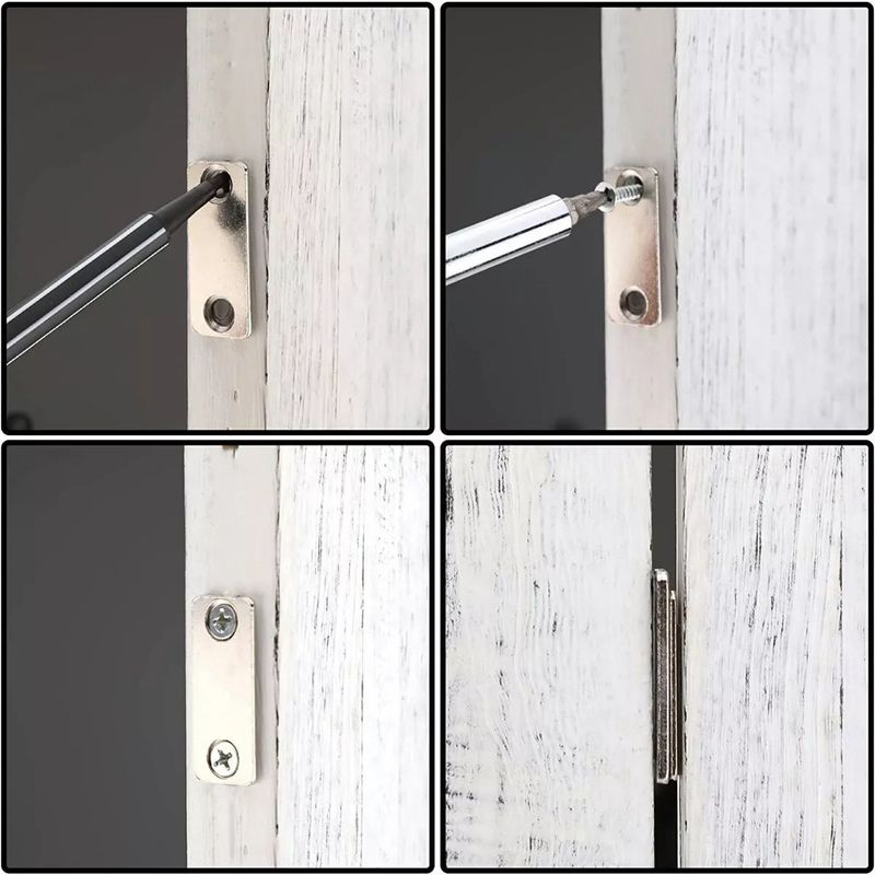 Casa si Gradina - Mobilier - Feronerie si accesorii mobila - Set de 8 inchizatoare magnetice, cu 32 suruburi, pentru usa, dulap, Argintiu - Infinity.ro
