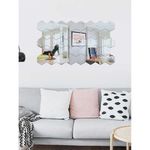 Casa si Gradina - Decoratiuni - Oglinzi - Set 12 stickere din acril auto-adezive, tip oglinda decorativa, 3D, 177x153x90mm, Argintiu - Infinity.ro