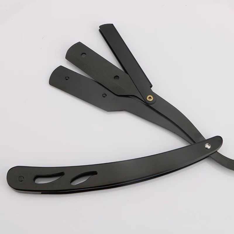 Ingrijire personala si Cosmetice - Aparate & accesorii ingrijire personala - Aparate de ras si tuns - Aparate de ras clasice - Brici metalic cu lama clasica pentru tuns / barbierit, culoare negru - Infinity.ro