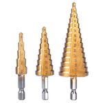 Casa si Gradina - Constructii - Scule electrice si accesorii - Seturi si accesorii pentru gaurit si insurubat - Set Profesional de 3 Burghie Con in Trepte  Dimensiuni Versatile 4-32mm pentru Lucrari Precise - Infinity.ro