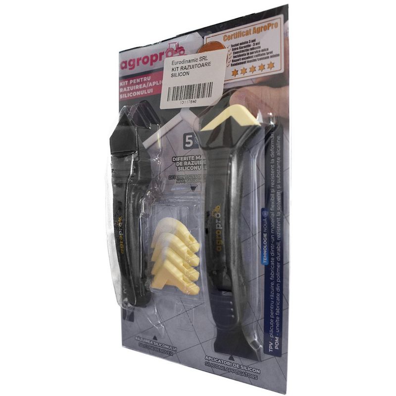 Casa si Gradina - Constructii - Vopsea si tencuieli - Unelte de vopsit si tencuit - Set aplicator si razuitor silicon AgroPro, 5 capete 3-17 mm - Infinity.ro