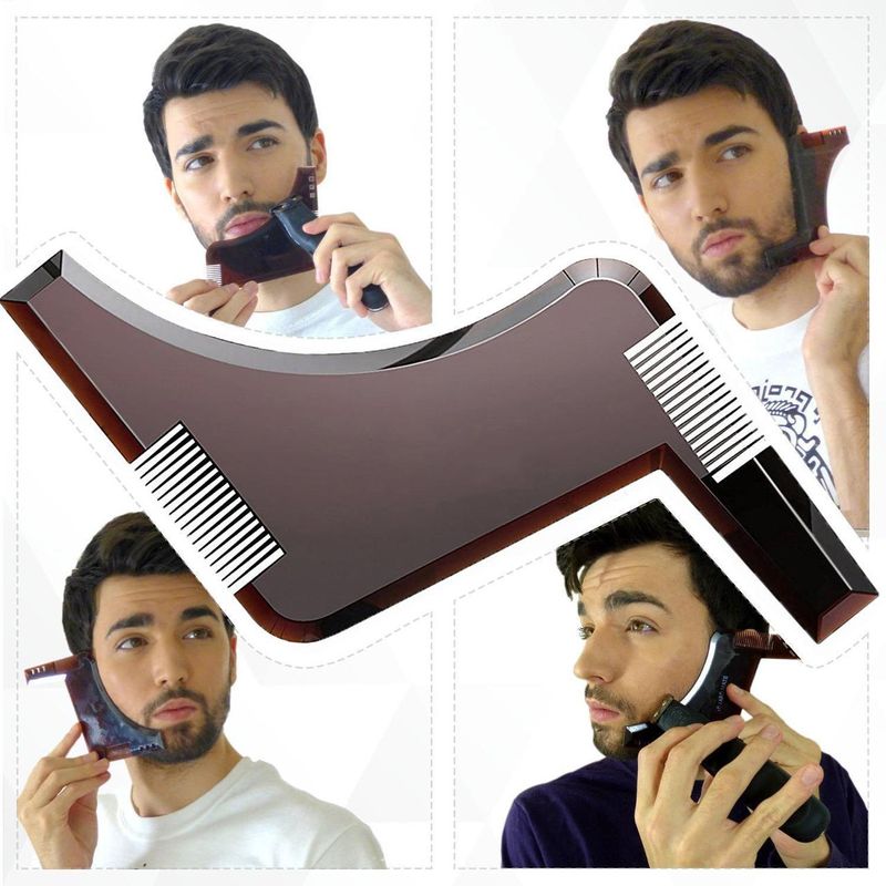 Ingrijire personala si Cosmetice - Ingrijire personala - Ingrijire par - Perii de par si piepteni - Pieptene Contur Barba & Mustata MyStyle PRO / Sablon pentru Barba & Mustata ca la Salon - Maro - Infinity.ro