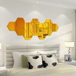 Casa si Gradina - Decoratiuni - Oglinzi - Set 12 stickere auto-adezive, tip oglinda decorativa, 3D, 126x110x63mm, Aurii - Infinity.ro