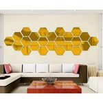 Casa si Gradina - Decoratiuni - Oglinzi - Set 12 stickere auto-adezive, tip oglinda decorativa, 3D, 126x110x63mm, Aurii - Infinity.ro
