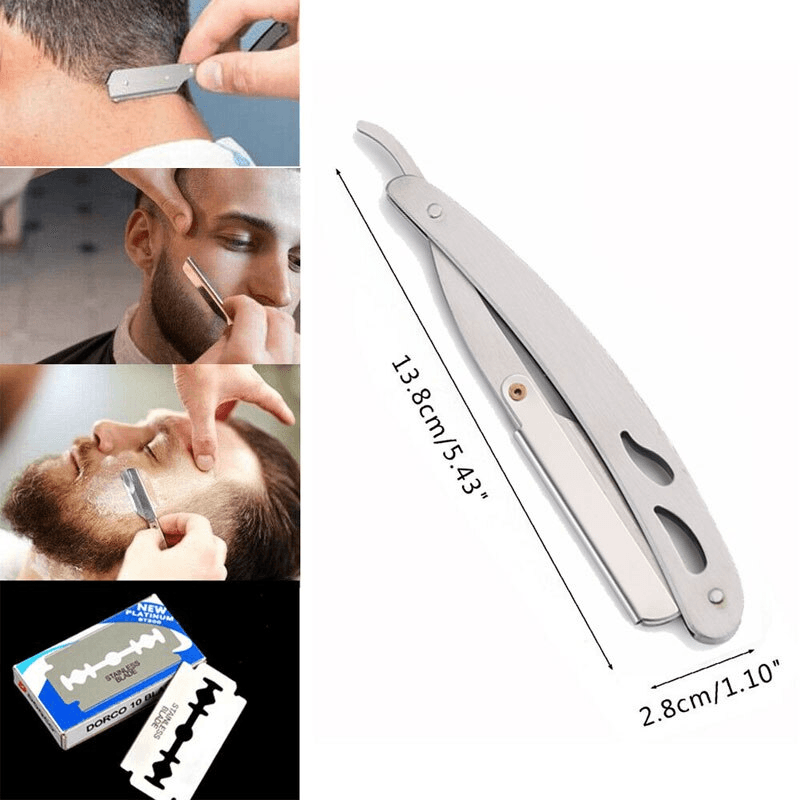 Ingrijire personala si Cosmetice - Ingrijire personala - Ingrijire par - Perii de par si piepteni - Set profesional pieptene / sablon contur barba & mustata + Brici profesional pentru barbierit si ras capilar, - Infinity.ro