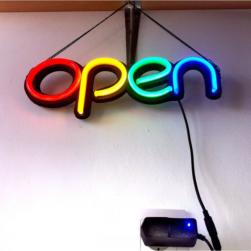 Casa si Gradina - Corpuri si surse de iluminat - Iluminat comercial si industrial - Corpuri iluminat comercial - Reclama semn luminos led neon cu mesaj OPEN - Infinity.ro