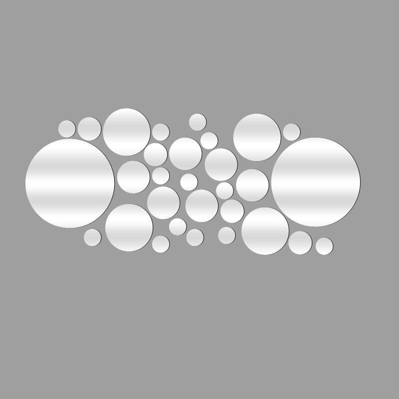 Casa si Gradina - Decoratiuni - Stickere decorative - Stickere decorative rotunde din oglinda acrilica, 21x52 cm, 26 buc, argintiu - Infinity.ro