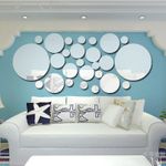 Casa si Gradina - Decoratiuni - Stickere decorative - Stickere decorative rotunde din oglinda acrilica, 21x52 cm, 26 buc, argintiu - Infinity.ro