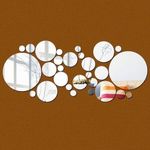Casa si Gradina - Decoratiuni - Stickere decorative - Stickere decorative rotunde din oglinda acrilica, 21x52 cm, 26 buc, argintiu - Infinity.ro