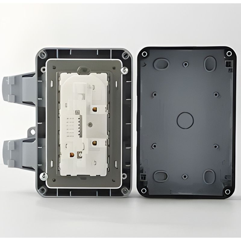 Casa si Gradina - Electrice - Prize - Priza dubla exterior INNOVIX, Model Standard European, 250V/16A, IP66, rezistenta la apa si praf, gri cu - Infinity.ro
