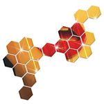 Casa si Gradina - Decoratiuni - Stickere decorative - Set 12 autocolante de perete tip oglinda design Hexagon 140 * 165 mm, Argintiu - Infinity.ro