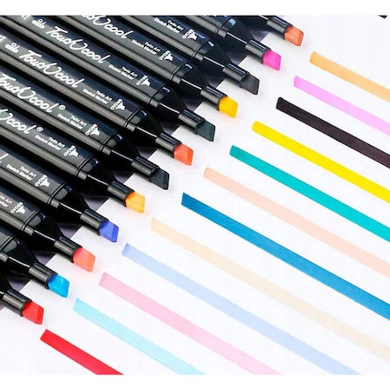 Carti si Birotica - Birotica - Instrumente de scris - Markere si carioci - Set 40 markere multicolore, eSimplu, 2 capete subtire si gros, premium, cu geanta de depozitare - Infinity.ro