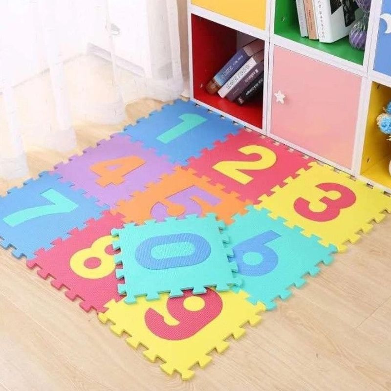 Jucarii, Copii si Bebe - Jucarii si jocuri - Jocuri si puzzle - Puzzle - Covor din spuma tip puzzle cu Cifre pentru copii, antiderapant, termoizolant, impermeabil, 10 piese, 29 x 29 x - Infinity.ro