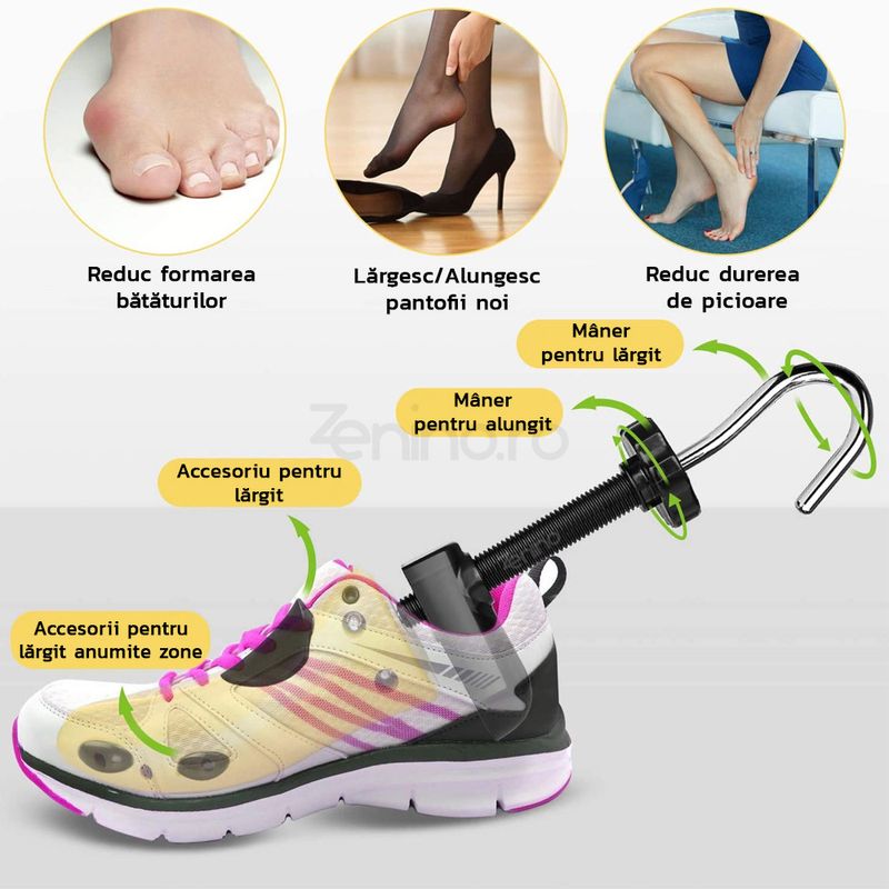 Fashion, accesorii si bijuterii - Femei - Incaltaminte femei - Accesorii incaltaminte - Set 2 Sanuri Reglabile Zenino - Alungit si Largit Pantofi, Universal, Arc, Marime 35-42, ABS, Galben - Infinity.ro