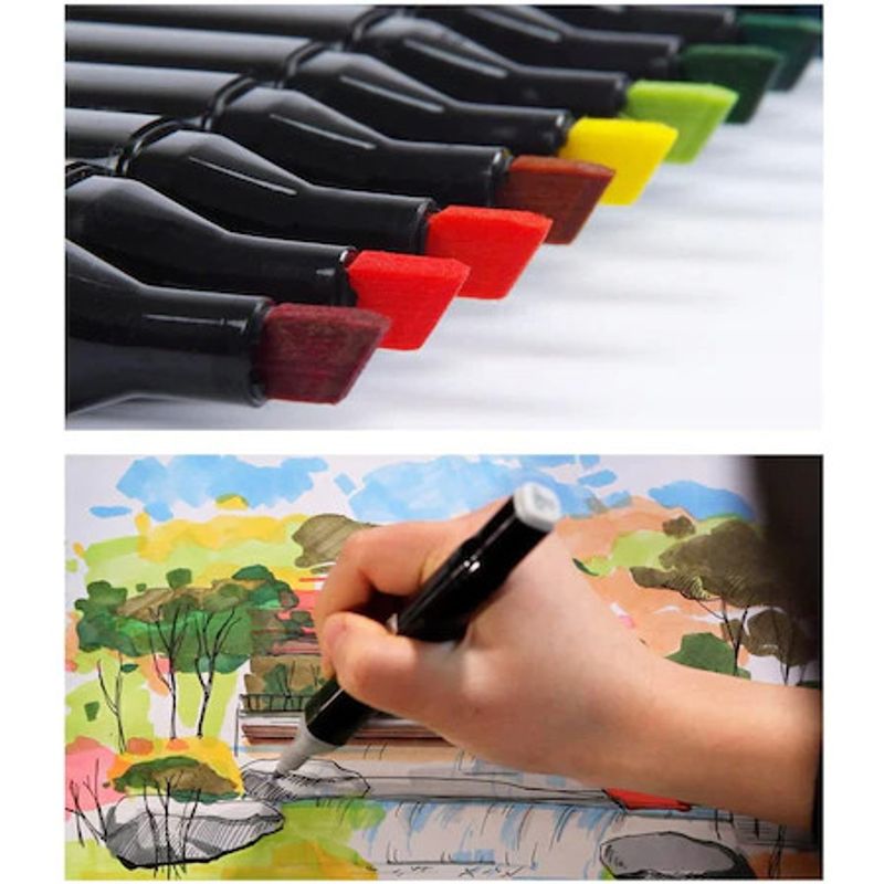 Carti si Birotica - Birotica - Instrumente de scris - Markere si carioci - Set 40 markere multicolore, eSimplu, 2 capete subtire si gros, premium, cu geanta de depozitare - Infinity.ro