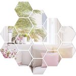 Casa si Gradina - Decoratiuni - Stickere decorative - Set 12 autocolante de perete tip oglinda design Hexagon 140 * 165 mm, Argintiu - Infinity.ro