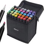 Carti si Birotica - Birotica - Instrumente de scris - Markere si carioci - Set 40 markere multicolore, eSimplu, 2 capete subtire si gros, premium, cu geanta de depozitare - Infinity.ro