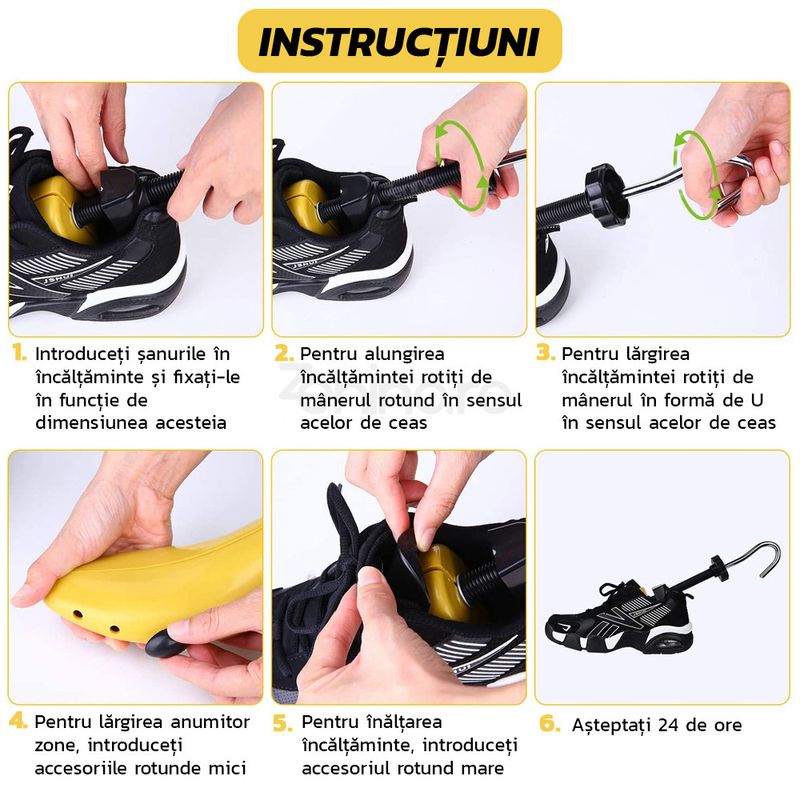 Fashion, accesorii si bijuterii - Femei - Incaltaminte femei - Accesorii incaltaminte - Set 2 Sanuri Reglabile Zenino - Alungit si Largit Pantofi, Universal, Arc, Marime 35-42, ABS, Galben - Infinity.ro