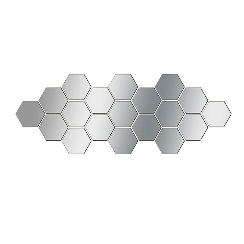 Casa si Gradina - Decoratiuni - Stickere decorative - Set 12 autocolante de perete tip oglinda design Hexagon 140 * 165 mm, Argintiu - Infinity.ro