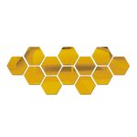 Casa si Gradina - Decoratiuni - Oglinzi - Set 12 stickere perete, Stil oglinda, Hexagon, 126x110x63 mm, Auriu - Infinity.ro