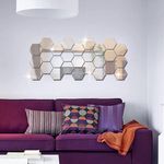 Casa si Gradina - Decoratiuni - Stickere decorative - Set 12 autocolante de perete tip oglinda design Hexagon 140 * 165 mm, Argintiu - Infinity.ro
