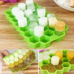 Casa si Gradina - Bucatarie si vesela - Accesorii bar - Forme cuburi de gheata - Set 2 tavi pentru cuburi de gheata, Forma hexagon, 37 cuburi, Silicon, 20.8x12.5x2.5 cm, Verde - Infinity.ro