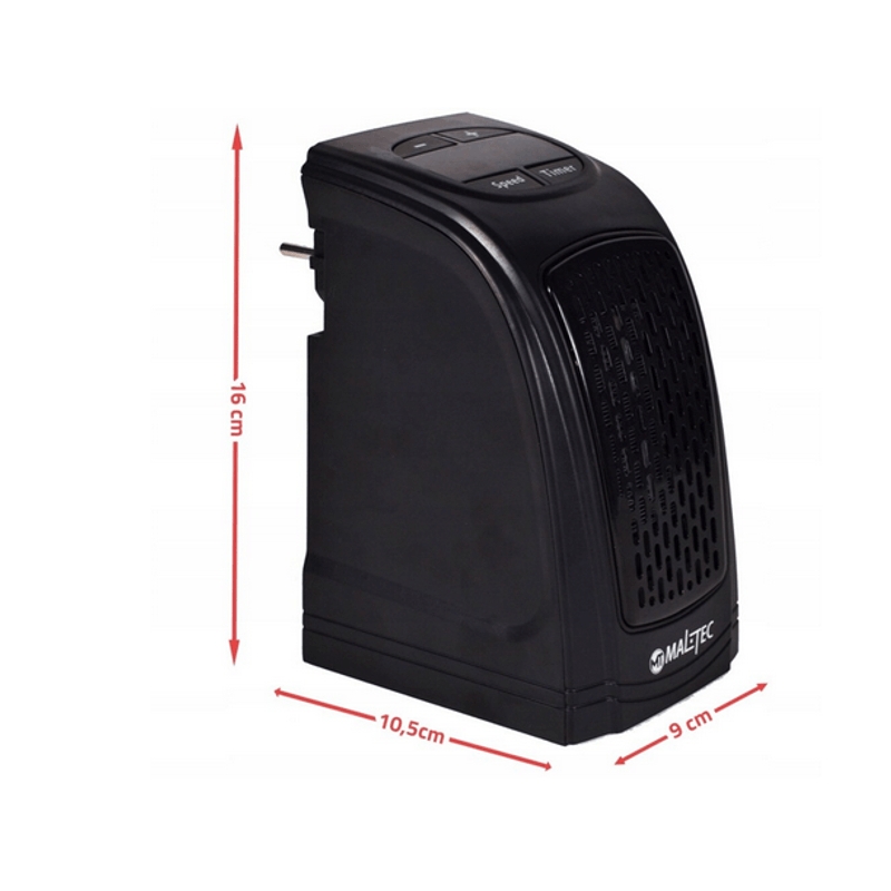 Electronice si Electrocasnice - Climatizare si sisteme de incalzire - Aparate incalzire aer - Aeroterme - Mini Radiator Aeroterma Electrica de Perete MalTec Ceramic pentru Camera sau Birou, Afisaj LED, 400 W, Negru - Infinity.ro