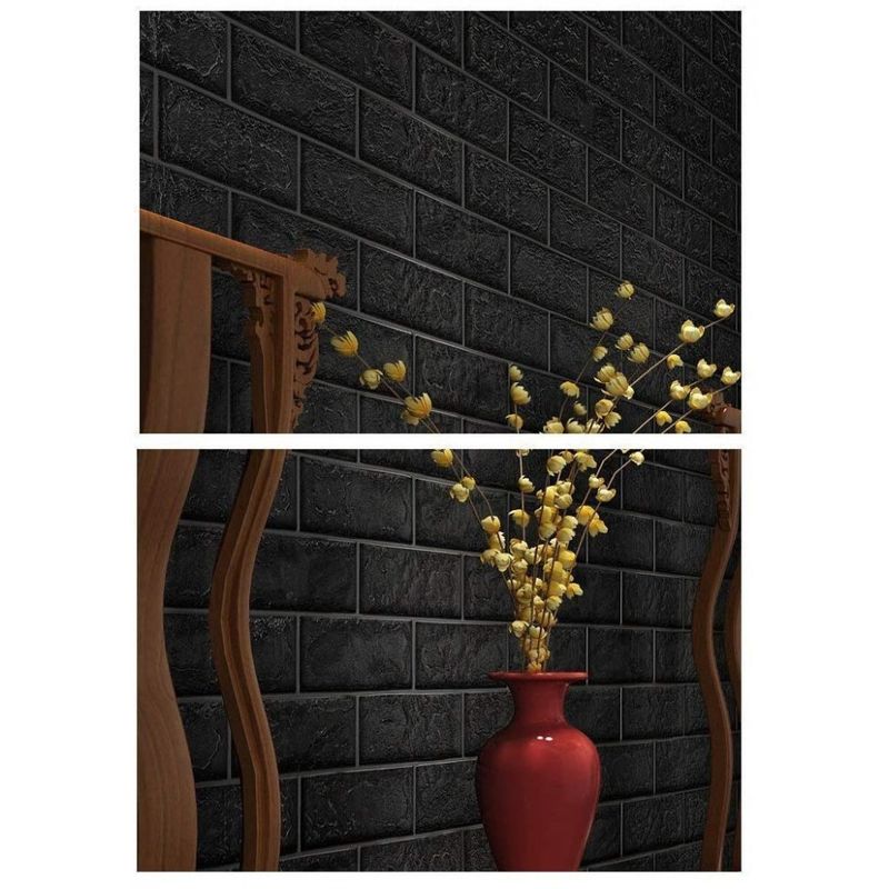 Casa si Gradina - Decoratiuni - Tapet - Tapet 3D Black design perete modern din caramida in relief, Autoadeziv , 77x70 cm - Infinity.ro