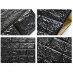 Casa si Gradina - Decoratiuni - Tapet - Tapet 3D Black design perete modern din caramida in relief, Autoadeziv , 77x70 cm - Infinity.ro