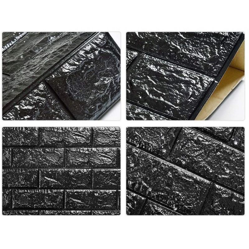 Casa si Gradina - Decoratiuni - Tapet - Tapet 3D Black design perete modern din caramida in relief, Autoadeziv , 77x70 cm - Infinity.ro