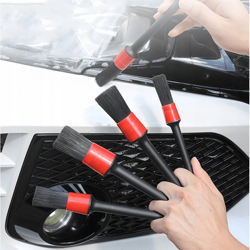 Auto si Moto - Piese auto si accesorii - Piese auto - Tuning - Set 5 pensule detailing auto, din plastic si nailon, lungimea perilor 5 cm, dimensiune toatala - Infinity.ro