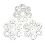 Casa si Gradina - Bucatarie si vesela - Ustensile bucatarie - Forme prajituri - Set 19 sabloane ornare prajituri/bauturi, Poliester, 14 x 8.5 cm, Alb - Infinity.ro