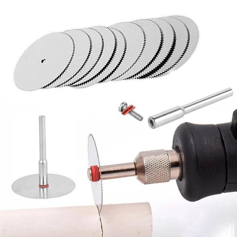 Casa si Gradina - Constructii - Scule electrice si accesorii - Accesorii fierastraie electrice - Set 10 discuri de taiere cu tija, Inox, 22/25/32 mm, Argintiu - Infinity.ro