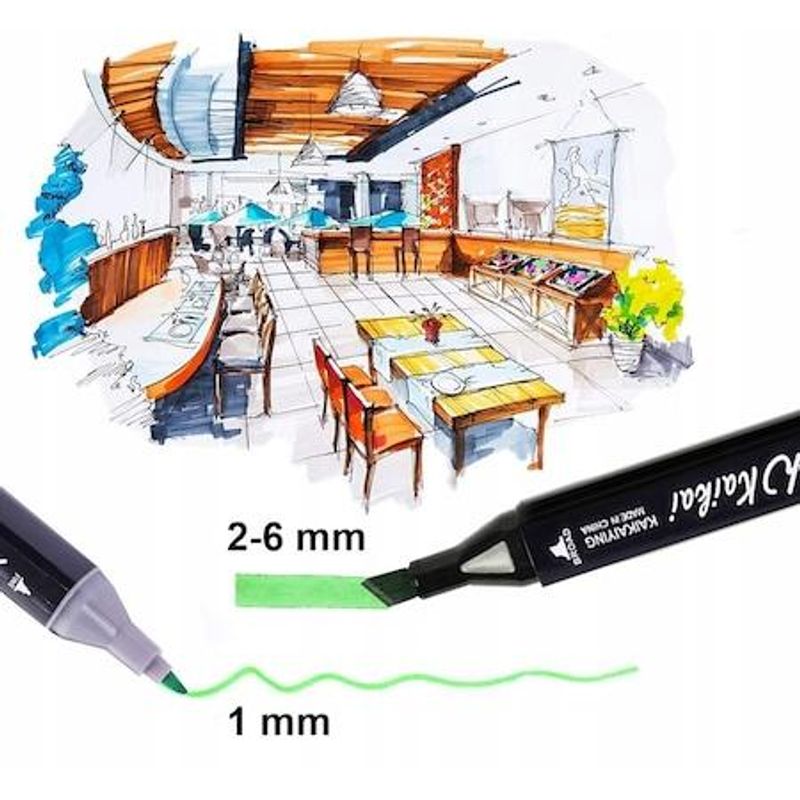 Carti si Birotica - Birotica - Instrumente de scris - Markere si carioci - Set 40 markere, 2 capete subtire si gros, cu geanta de depozitare, multicolore - Infinity.ro