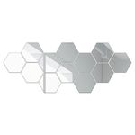 Casa si Gradina - Decoratiuni - Oglinzi - Set 12 stickere perete, Stil oglinda, Hexagon, 126x110x63 mm, Argintiu - Infinity.ro