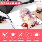 Carti si Birotica - Birotica - Instrumente de scris - Markere si carioci - Set 48 Markere, geanta de depozitare inclusa, 2 tipuri de varf, pe baza de alcool, culori intense, - Infinity.ro