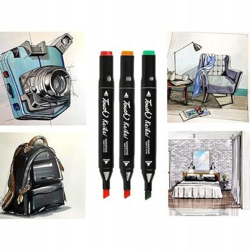 Carti si Birotica - Birotica - Instrumente de scris - Markere si carioci - Set 40 markere, 2 capete subtire si gros, cu geanta de depozitare, multicolore - Infinity.ro