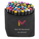 Carti si Birotica - Birotica - Instrumente de scris - Markere si carioci - Set 48 Markere cu Alcool Mercaton, 2 capete si geanta de depozitare, 15 cm, Multicolor, 14 x 11 x 17.5 cm - Infinity.ro