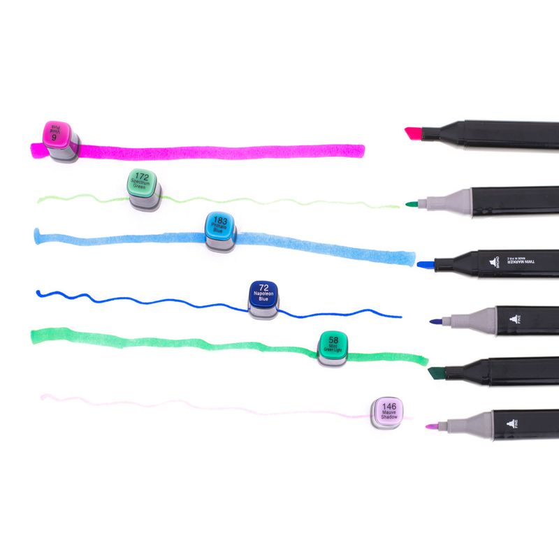 Carti si Birotica - Birotica - Instrumente de scris - Markere si carioci - Set 48 Markere cu Alcool Mercaton, 2 capete si geanta de depozitare, 15 cm, Multicolor, 14 x 11 x 17.5 cm - Infinity.ro